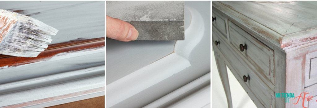 stripping with sandpaper - chalk paint techniques. craftelier uk